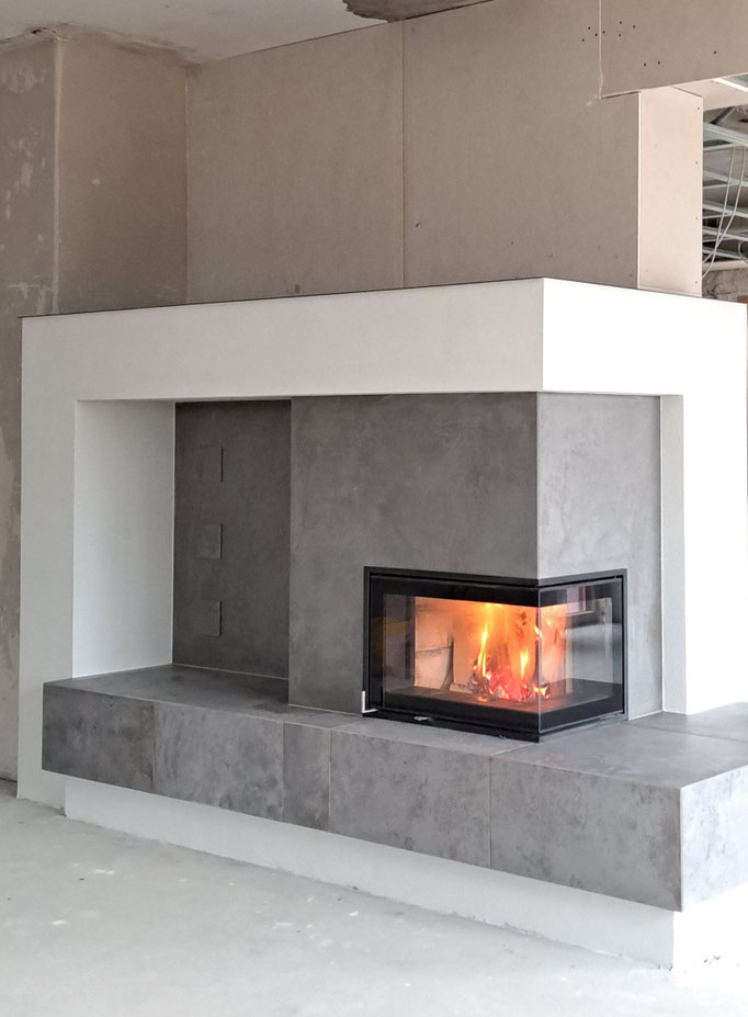 Kachelofen mit Feinsteinzeug - Innenarchitektur 