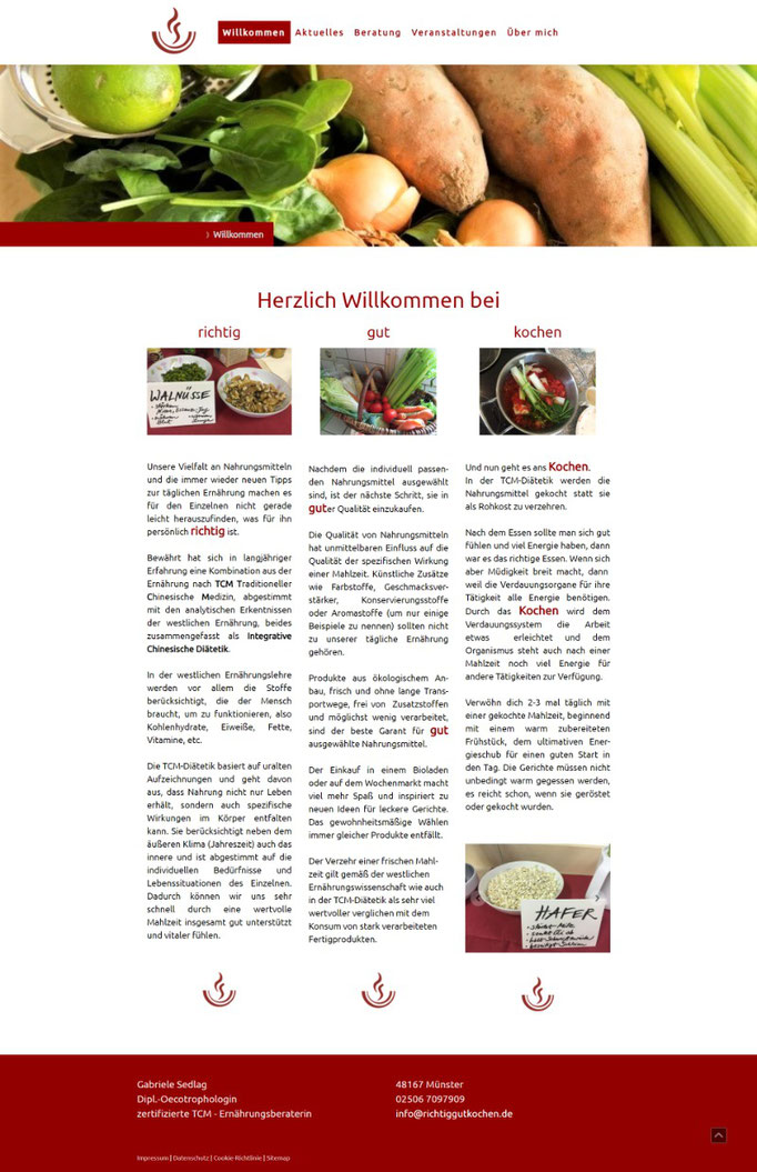 Beispiel Jimdo Creator Website für Ernährungsberaterin (Vorlage "Rome")