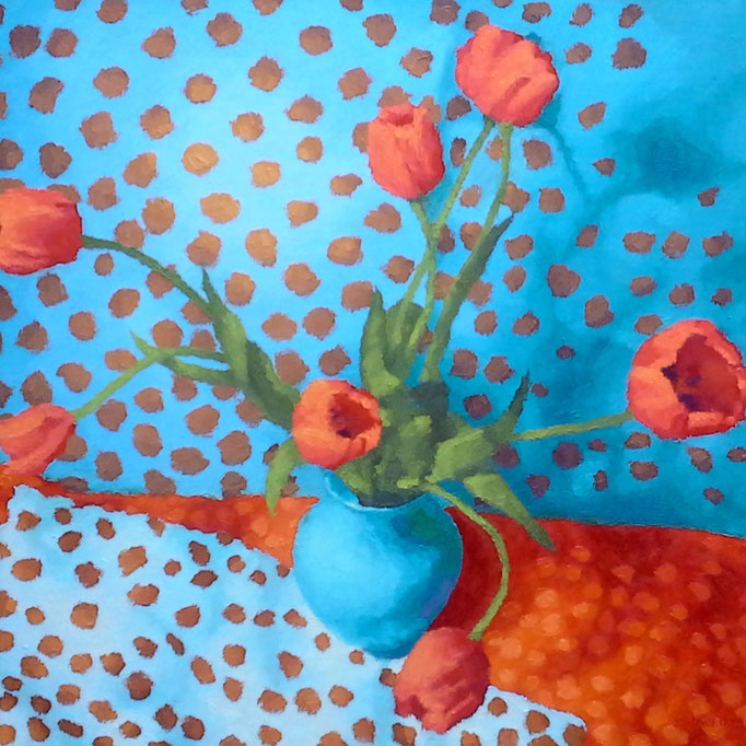 Tulips and Something Spotty- two, 24 x 24, Commission, SOLD