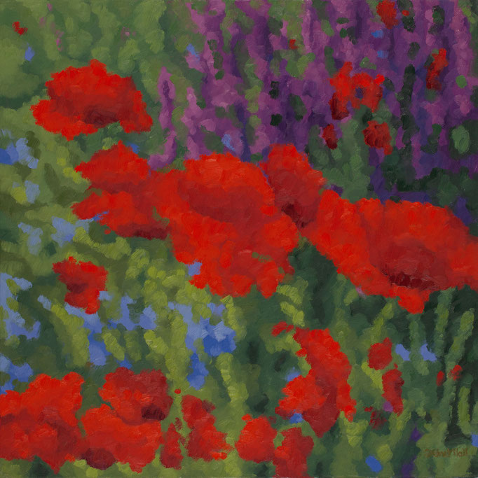 Poppy Scape, 24 x 24, SOLD