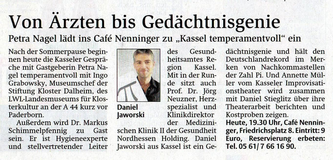 Hessische/Niedersächsische Allgemeine Zeitung August 2014 