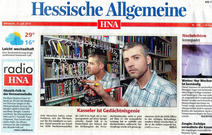 Hessische/Niedersächsische Allgemeine Zeitung Juli 2014 I.