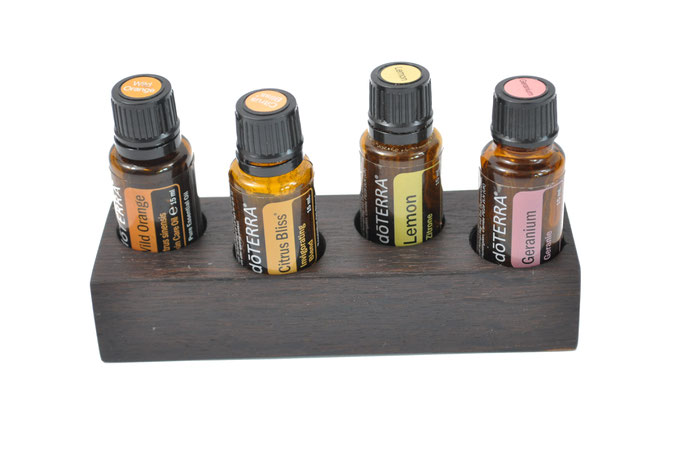 Mooreichenholz Aufsteller/Display für 4 Fl. dōTERRA oil Nr.5