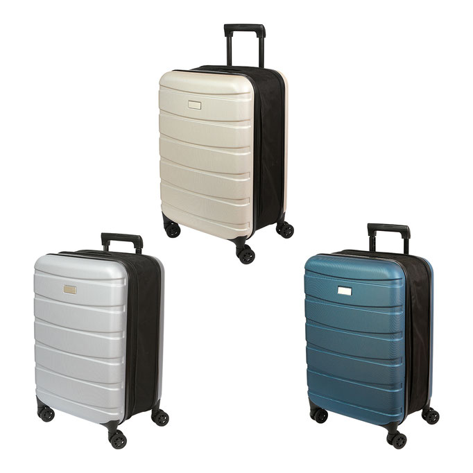 Maleta Sétif. Maleta de viaje fabricada en plástico tipo ABS, con diseño en rayas y forro de poliester.