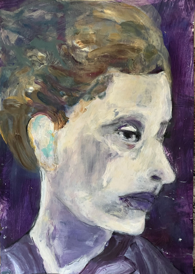 Lady in purple- Acryl auf Papier, 30 x 40 cm
