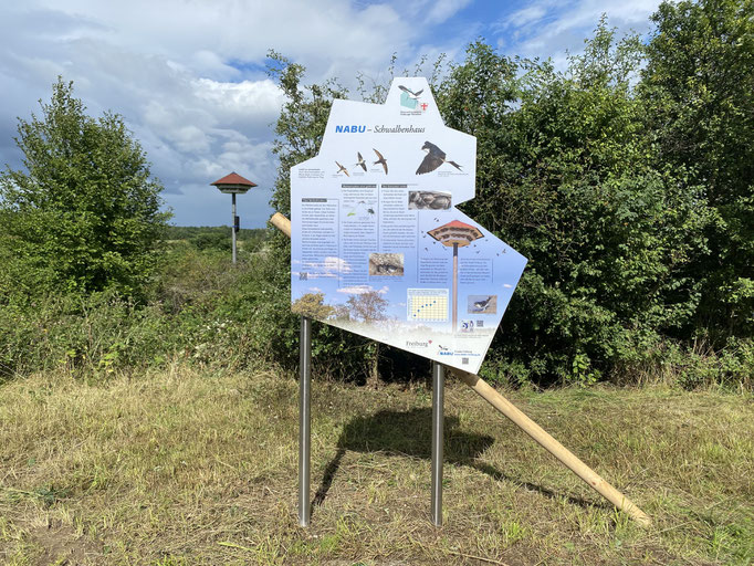 Der Umriss der gut gelungenen Tafel zeigt die Form des Naturschutzgebiets Rieselfeld