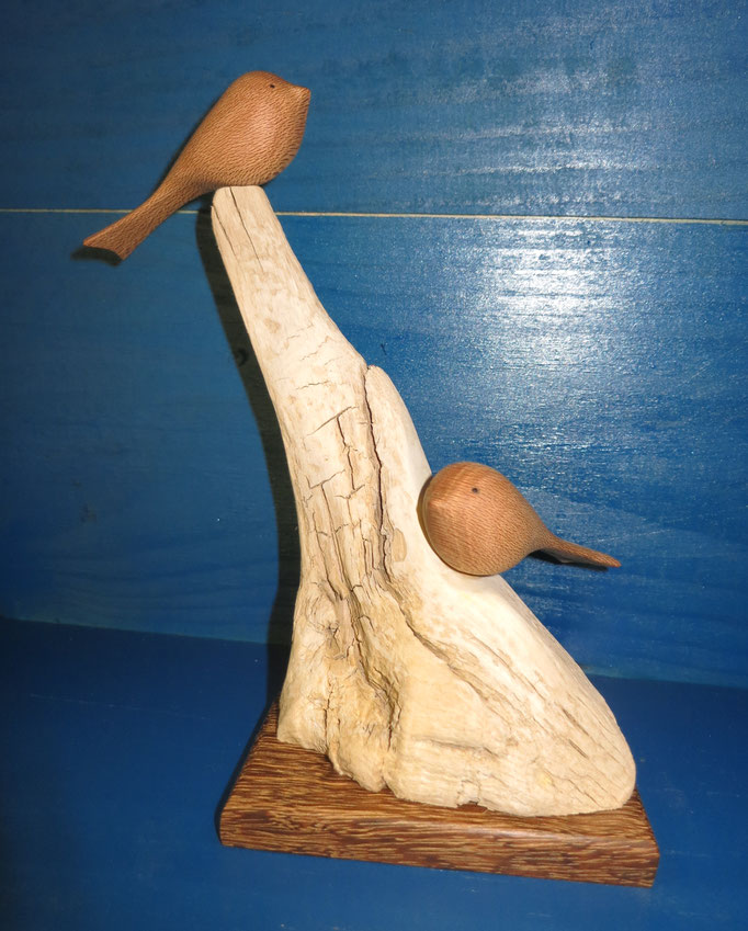 "Bois Plume" petits oiseaux en bois sculptés Thierry Pennamen