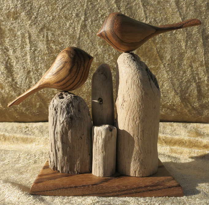 "Bois Plume" petits oiseaux en bois sculptés Thierry Pennamen