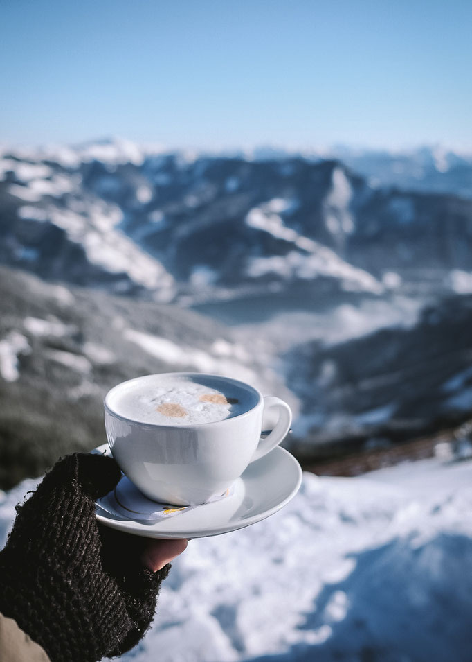 Snow-covered ski area in Zell am See–Kaprun with views of Zell am See and the Kitzsteinhorn, near Margarethenstein