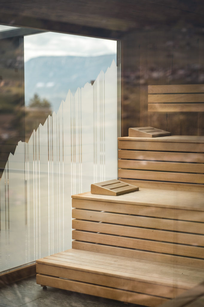 Wooden sauna interior at VINEA Suites & Apartments