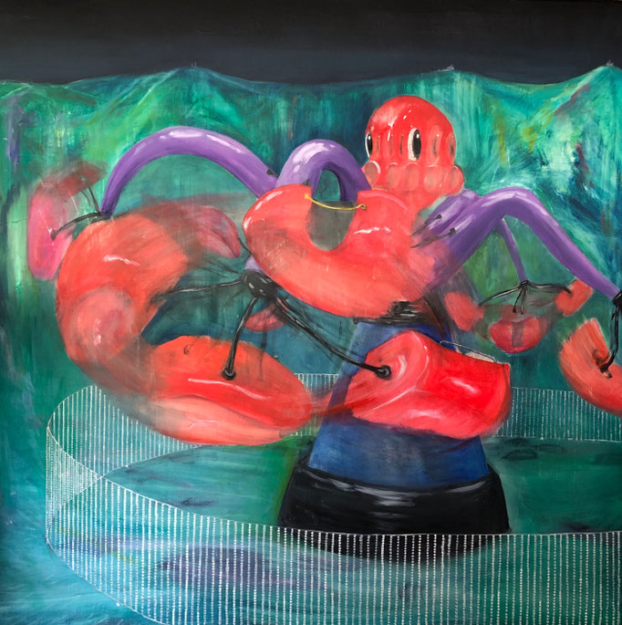 「ラスボス」　油彩、パネル　162×162㎝　2023