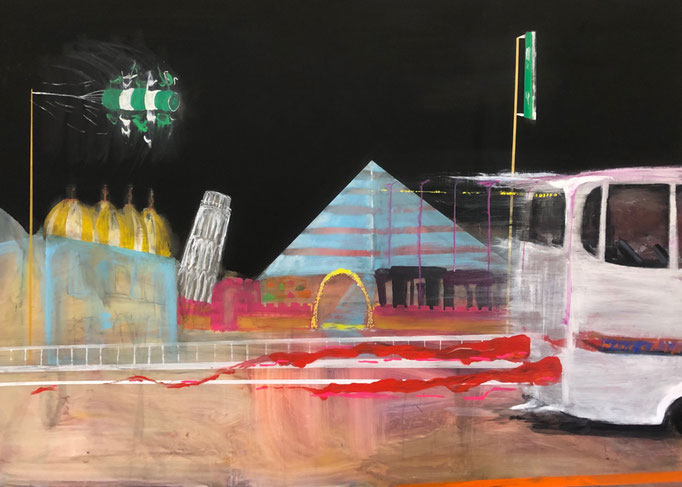 「変遷」　アクリル、パネルにミュー・グラウンド　112×162㎝　2020