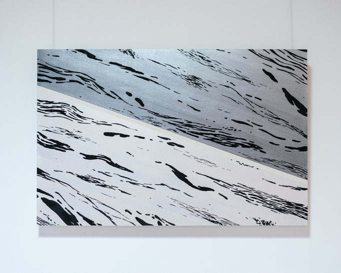1+(-1)=0 #5 (empty #66)/2022年/綿布、顔料ベース、岩絵具、膠、墨/H100 × W65.3× D5 cm