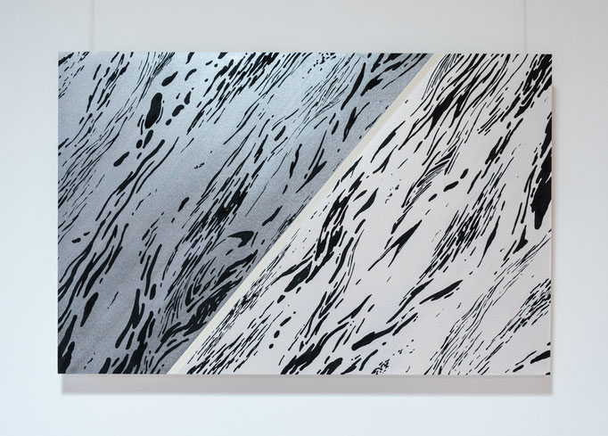 1+(-1)=0 #8 (empty #69)/2022年/綿布、顔料ベース、岩絵具、膠、墨/H100 × W65.3× D5 cm