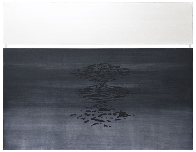landscape #8 (empty #38) / 2019 year / cloth, mineral pigment, nikawa, metal fittings / H62.5 × W80.3 cm 