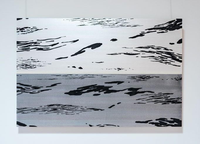 1+(-1)=0 #6 (empty #67)/2022年/綿布、顔料ベース、岩絵具、膠、墨/H100 × W65.3× D5 cm/個人蔵