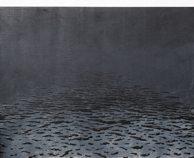 landscape #9 (empty #43) / 2019 year / cloth, mineral pigment, nikawa, gel medium / H53 × W65.2 cm 