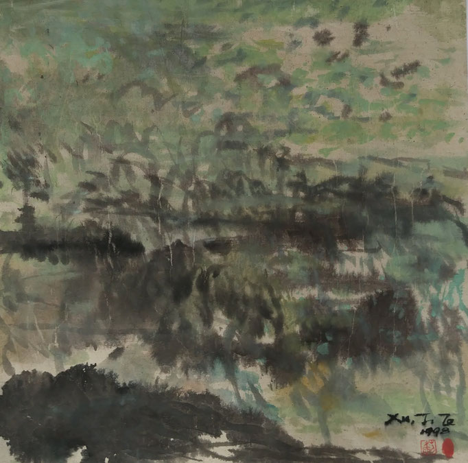 "Wilderness" N°19 by JI XU 48x48cm ink and colours on paper /very special offer 999.00€