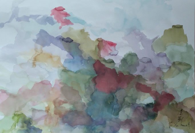 Wonderful sky N°1 by Ji Xu (1963-2014) 41,5x55cm ink and colours on hard paper 1.200.00€