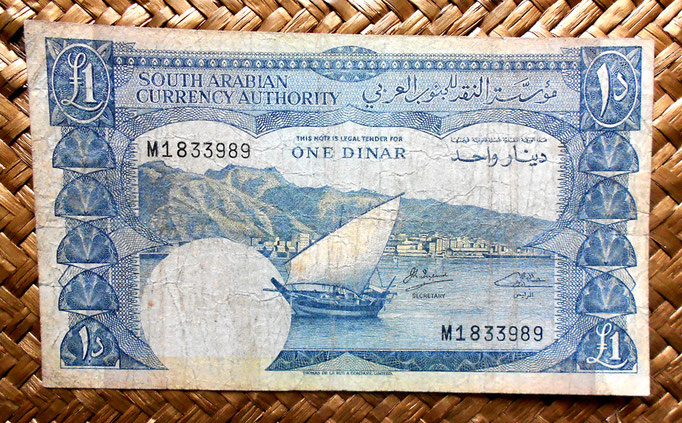 Yemen Democratic Republic 1 dinar 1965 (152x88mm)  anverso