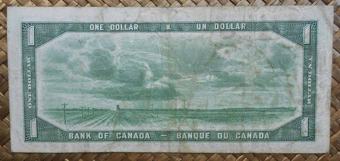 Canada 1 dollar 1954 -Devil's Hair- pk.66a reverso