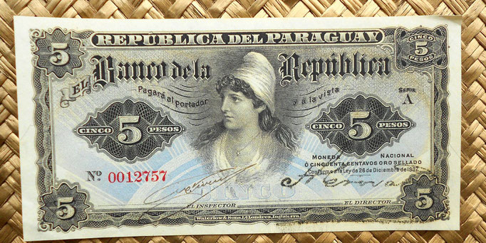 Paraguay 5 pesos 1907 anverso