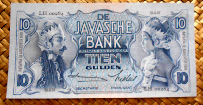 Indias Orientales Holandesas 10 gulden 1939 anverso