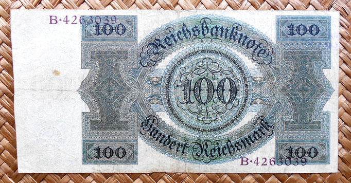 Alemania 100 reichsmark 1924 reverso