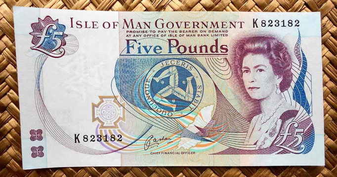 Isla de Man 5 pounds 1991 anverso