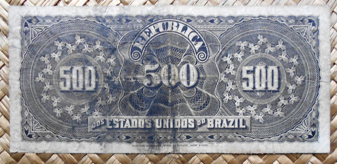 Brasil 500 reis 1893 reverso