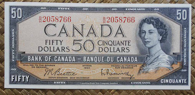 Canada 50 dollars 1954 (152x70mm) pk.81b anverso