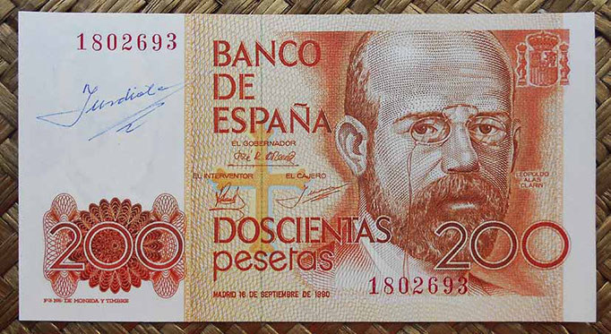 200 pesetas 1980 sin serie y firmado a mano por el Cajero D. Jesus Urdiola