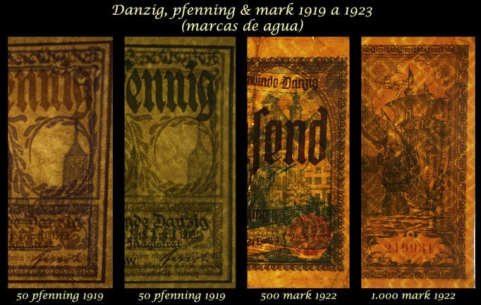 Danzig serie pfenning-marks 1919-1923 filigranas