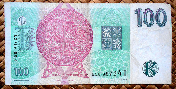 Chequia 100 korun 1997 reverso