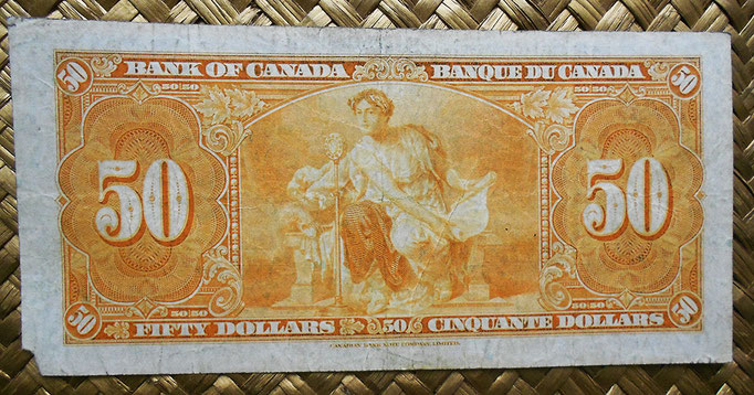 Canada 50 dollars 1937 pk.63b reverso