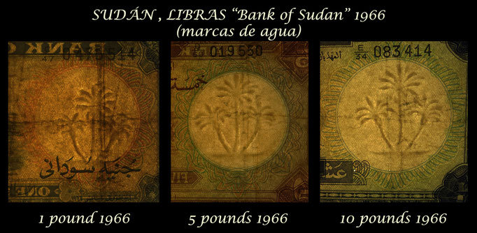 Sudan serie libras 1966 marcas de agua