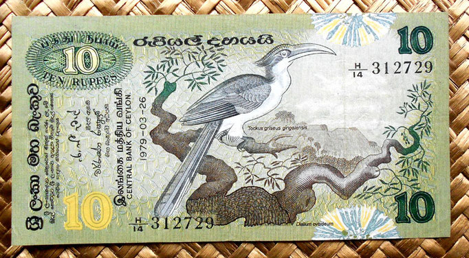 Sri Lanka 10 rupias 1979 anverso