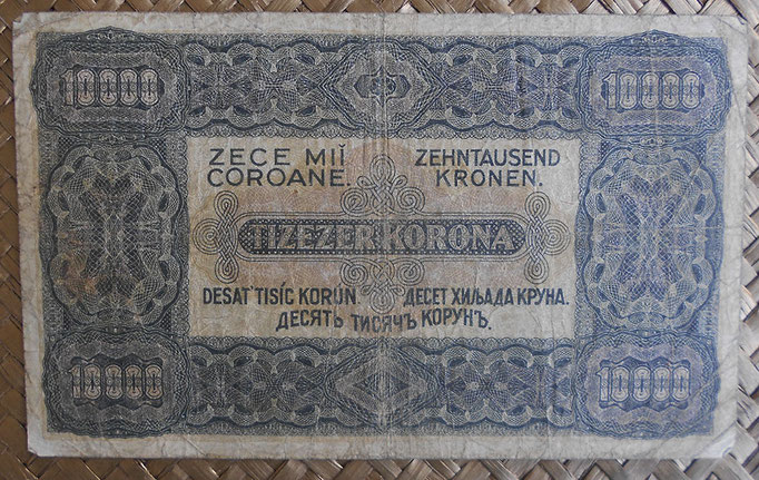 Hungria 10.000 coronas 1923 (145x88mm) pk.77a reverso