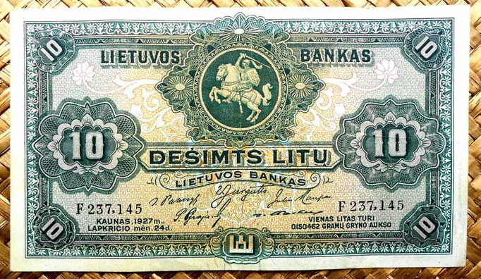 Lituania 10 litu 1927 anverso