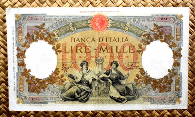 Italia 1000 liras 1935 (220x124mm) anverso