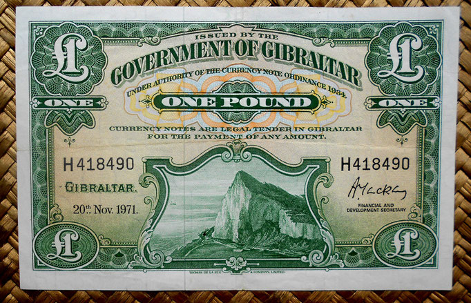 Gibraltar 1 libra 1971 (144x92mm) pk.15c anverso