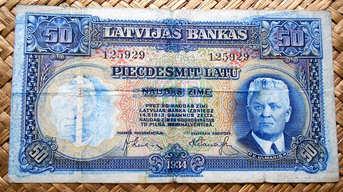 Letonia 50 latu 1934 pk.20a anverso