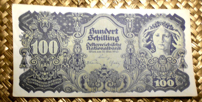 Austria 100 shillings 1945 anverso