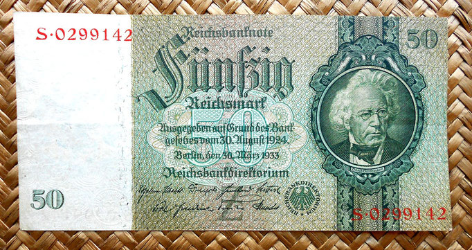 Alemania 50 reichsmark 1933 anverso