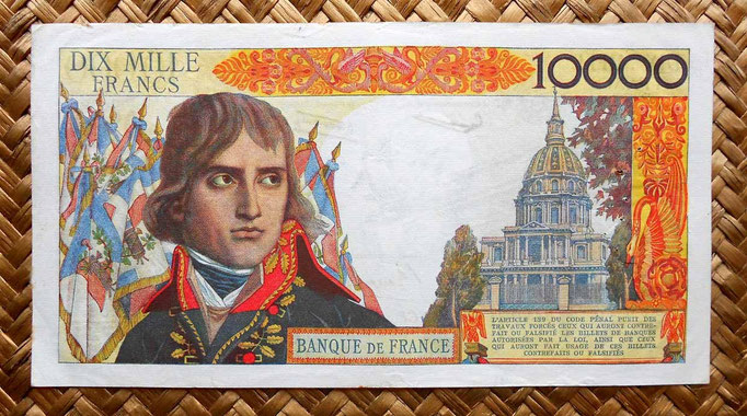 Francia 10000 francos 1957 reverso