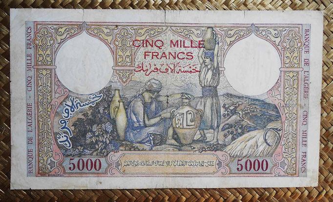 Argelia 5000  francos 1942 (238x136mm) pk.90a reverso