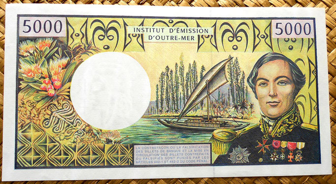 Polinesia francesa 5000 francos 1996  reverso