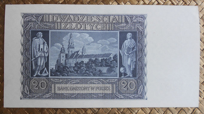 Polonia 20 zlotych 1940 (172x90mm) pk.95 reverso