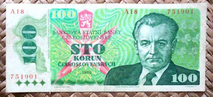 Checoslovaquia 100 korun 1989 anverso