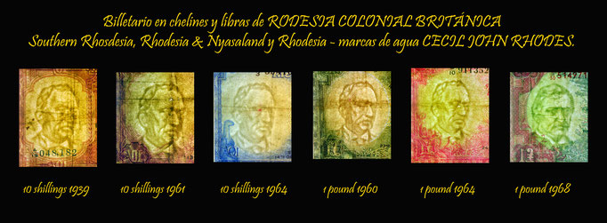 Rodesia colonial británica marcas de agua -Cecil Rhodes